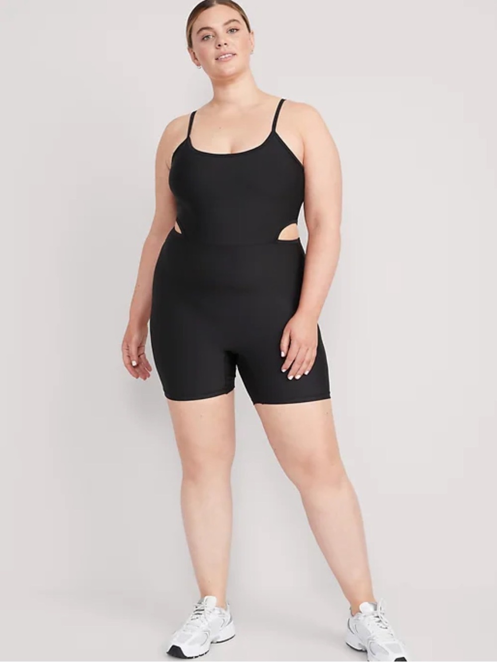 Black Cutout One-Piece Romper Swimwear